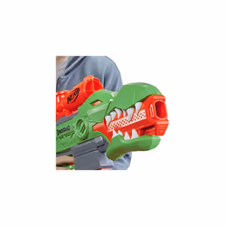 DinoSquad Rex-Rampage Motorised Dart Blaster, 10-Dart Clip, 20 Nerf Darts, 10-Dart Storage - T-Rex Dinosaur Design, Multicolor