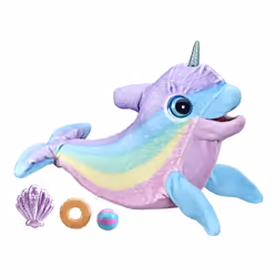 FurReal Wavy the Narwhal Interactive Animatronic Plush Toy, Electronic Pet, 80+ Sounds and Reactions, Rainbow Plush, Ages 4 a ...