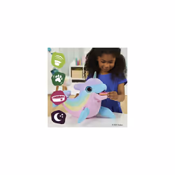 FurReal Wavy the Narwhal Interactive Animatronic Plush Toy, Electronic Pet, 80+ Sounds and Reactions, Rainbow Plush, Ages 4 and Up