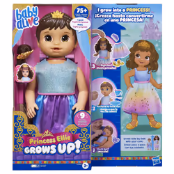 Baby Alive Princess Ellie Grows Up! Brown Hair, Interactive Doll with Accessories, Toys for 3+ Years Old Girls and Boys, 18-I ...