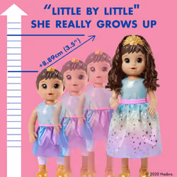 Baby Alive Princess Ellie Grows Up! Brown Hair, Interactive Doll with Accessories, Toys for 3+ Years Old Girls and Boys, 18-Inch