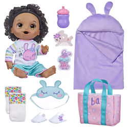 Baby Alive Bunny Sleepover Baby Doll Bedtime-Themed 12-Inch Dolls Sleeping Bag & Bunny-Themed Doll Accessories Toys for 3 ...
