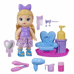 Baby Alive Sudsy Styling Doll, Blonde Hair, 12-Inch, Salon Chair, Toys for 3 Years and Up