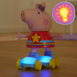Peppa Pig Disco Peppa Roller Skating Doll  Pull-and-Go Action  11 Inch Figures  Preschool Toys for 3 Year Old Girls and Boys and Up  with Lights  Spee