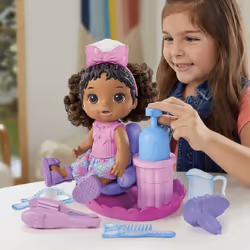 Baby Alive Sudsy Styling Doll, Black Hair, Includes 12-Inch, Salon Chair, Toys for 3 Year Old Girls and Boys and Up