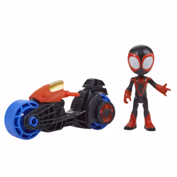 Marvel Spidey and His Amazing Friends, Miles Morales Action Figure & Toy Motorcycle, Kids 3 and Up