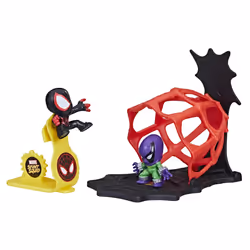 Marvel Stunt Squad Miles Morales vs. Prowler Toy Playset 1.5-Inch Super Hero Action Figures Ages 4 and Up