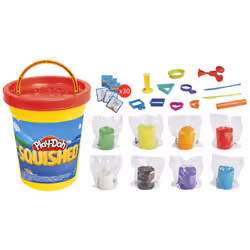 Play-Doh Squished Creative Challenge Set with 4 Activities for Kids 5 Years and Up 30 Challenge Cards Mega Can with 8 Model ...