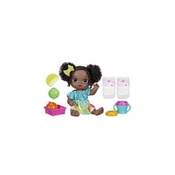 Fruity Sips Doll, Lime, Pretend Juicer Baby Doll Set, Drinks & Wets, Toy for Kids 3 and Up, Black Hair