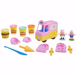 Play-Doh Peppa's Ice Cream Playset with Ice Cream Van, Peppa and George Figures, and 5 Pots