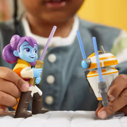 Star Wars: Young Jedi Adventures Pop-Up Lightsaber Duel  LYS Solay & Training Droid Action Figures  4-Inch Scale Toys  Preschool Toys for 3