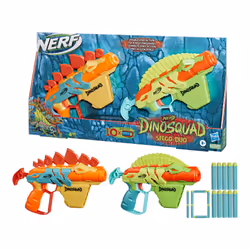 Nerf DinoSquad Stego-Duo, 2 Toy Foam Nerf Blasters, 10 Nerf Elite 2.0 Darts