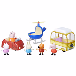Peppa Pig Peppa's Little Vehicle Playset for Girls and Boys  Includes Helicopter  Camper  and Car  and 5 Figures Set  Prescho ...