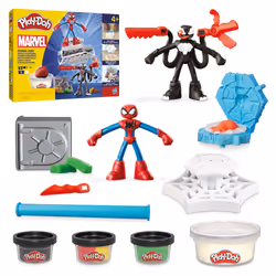 Play-Doh Marvel Spider-Man Launch & Slice Battle Playset with 2 Action Figures, Ages 4+