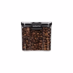 Ultra Tritan Airtight Pantry Storage Container | 700 ml Square Food Storage Container | Stackable | with Locking Clips | BPA-Free | Clear with Black