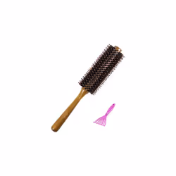 Boar Bristle Hairbrush Vista Round Hair Brush Wooden Handle Anti Static Hairbrush for Hair Styling, Drying, Curling