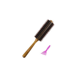 Boar Bristle Hairbrush Vista Round Hair Brush Wooden Handle Anti Static Hairbrush for Hair Styling, Drying, Curling