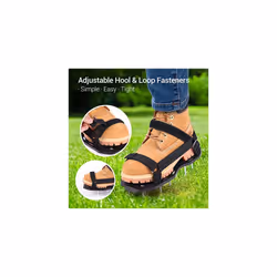 Lawn Aerator Shoes with Stainless Steel Shovel, Free-Installation Aerating Shoes with Hook & Loop Straps, Heavy Duty Spiked Aerating Sandals, One-Size