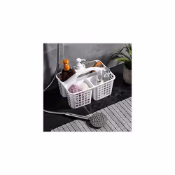 Plastic Shower Caddy Basket with Compartments, Portable Divided Cleaning Supply Storage Organizer with Handle for College Dor ...