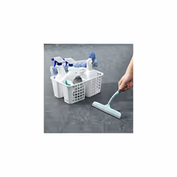 Plastic Shower Caddy Basket with Compartments, Portable Divided Cleaning Supply Storage Organizer with Handle for College Dorm Bathroom (White)