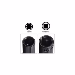 1/2" Drive Socket Accessory Set, 13mm Deep 6-Point Impact Socket 3" Length and 1/4" Hex Shank Adapter