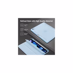 Case for iPad Air 5 Gen 2022/4 Gen 2020 10.9 Inch, TPU Shockproof Border and Translucent PC Frosted Back Case Cover Protective Case with Pen Holder