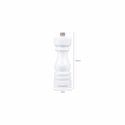 H233095 London White Gloss Salt and Pepper Mill Set, Precision+ Carbon/Ceramic Mechanisms, Salt and Pepper Grinders with Adjustable Grind, Beech Wood,