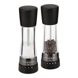 Cole & Mason H332293 Derwent Black Wood Salt and Pepper Mills  Gourmet Precision+  Adjustable Grind  Stained Beech/Acrylic  190 mm  Gift Set  Includes