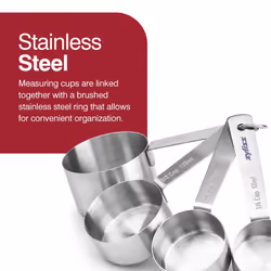 Zyliss Premium Stainless Steel Measuring Cups - Stainless Steel Measuring Cup Set - Dry Ingredient Nesting Measuring Cups - Premium Bakeware & Kitchen