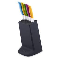 E920247 Comfort 5 Piece Knife Block Set, Multiple Sizes, Japanese Stainless Steel, Multicolour/Black, Knife Block Set with 5 x Kitchen Knives,