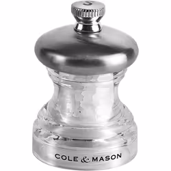 Cole & Mason Precision Grind Button Salt and Pepper Mill Gift Set, Acrylic and Stainless Steel/Clear, 6.5 cm