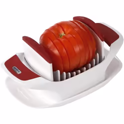Zyliss, White and Red Tomato Slicer - 8 Sharp Serrated Blades - Dishwasher Safe