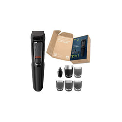7-in-1 All-in-One Trimmer, Series 3000 Grooming Kit for Beard & Hair with 7 Attachments, Including Nose Trimmer, Self-Sharpening Blades, UK 3-Pin Plug