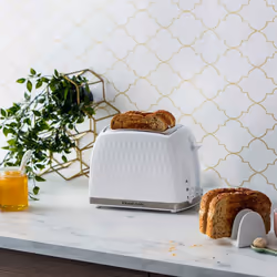 26060 2 Slice Toaster - Contemporary Honeycomb Design with Extra Wide Slots and High Lift Feature, White