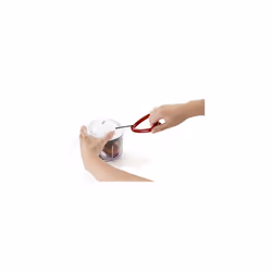 E910015 Easy Pull Food Processor, 75cl Capacity, Plastic/Stainless Steel, White/Red, Manual Handheld Food Chopper/Slicer/Blender with Pull Cord,
