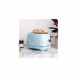 Heritage Blue 2 Slice Toaster - Electric Stainless Steel Toaster - Economy Mode - Reheat, Cancel and Defrost Functions - Variable Browning Control -