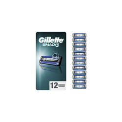 Mach3 Razor Blades Men, Pack of 12 Razor Blade Refills with Precision Trimmer, Packaging May Vary