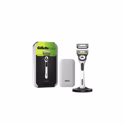 Labs Exfoliating Razor White Handle, 2 Blade Refills, Travel Case and Stand