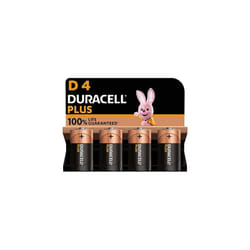 Plus D Batteries (4 Pack) - Alkaline 1.5V - 100% Life Guaranteed - Reliability For Everyday Devices - 0% Plastic Packaging - 10 Year Storage - LR20