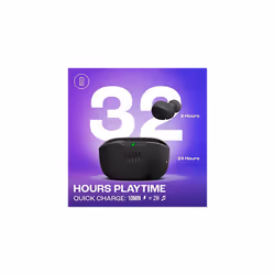Wave Buds, In-Ear Wireless Earbuds with IP54 and IPX2 Waterproofing, Powerful Bass and 32 hours Battery Life, in Black