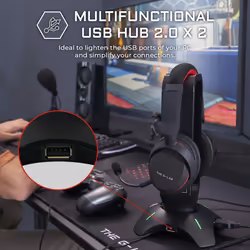 G-LAB K-Stand RADON Gaming Headset Stand - RGB Backlight, USB HUB 2 x 2.0, Anti-Slip Base - Universal Stand for PC PS4 Xbox One Nintendo Switch Gaming