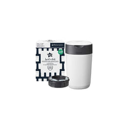 Twist and Click Advanced Nappy Bin, Eco-Friendlier System, Includes 1x Refill Cassette with Sustainably Sourced Antibacterial GREENFILM, White