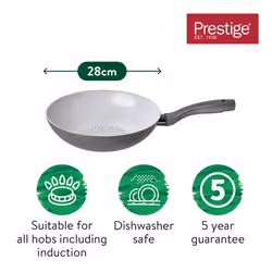Prestige Earth Pan Non Stick Eco Friendly Stir Fry Wok PFAO Free Cookware - 28cm