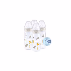 First Choice+ Baby Bottles Set | 0-6 Months | Temperature Control | Anti Colic Vent | 300 ml | BPA-Free | Silicone Teat | Saf ...