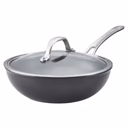 Anolon X SearTech Wok with Lid - Dishwasher Safe & Non Stick Frying Pan - 25 cm