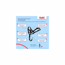 HALTI Headcollar Size 3 Black, UK Bestselling Dog Head Harness to Stop Pulling on the Lead, Easy to Use, Padded Nose Band, Adjustable & Reflective,