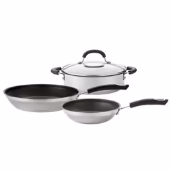 Circulon Total Skillet and Casserole Dish Set in Stainless Steel - Pack of 3