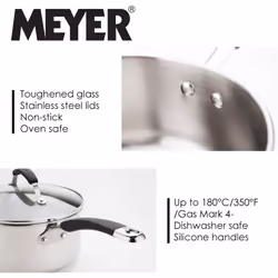 Meyer 5 Piece Cookware Set Non Stick Stainless Steel Induction Dishwasher Safe