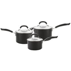 Circulon Saucepan Set & Glass Lids Hard Anodised Induction Cookware - Pack of 3