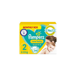 Baby Nappies Size 2 (4-8 kg / 9-18 lbs), New Baby, 240 Nappies, MONTHLY SAVINGS PACK, Baby Essentials For Newborn